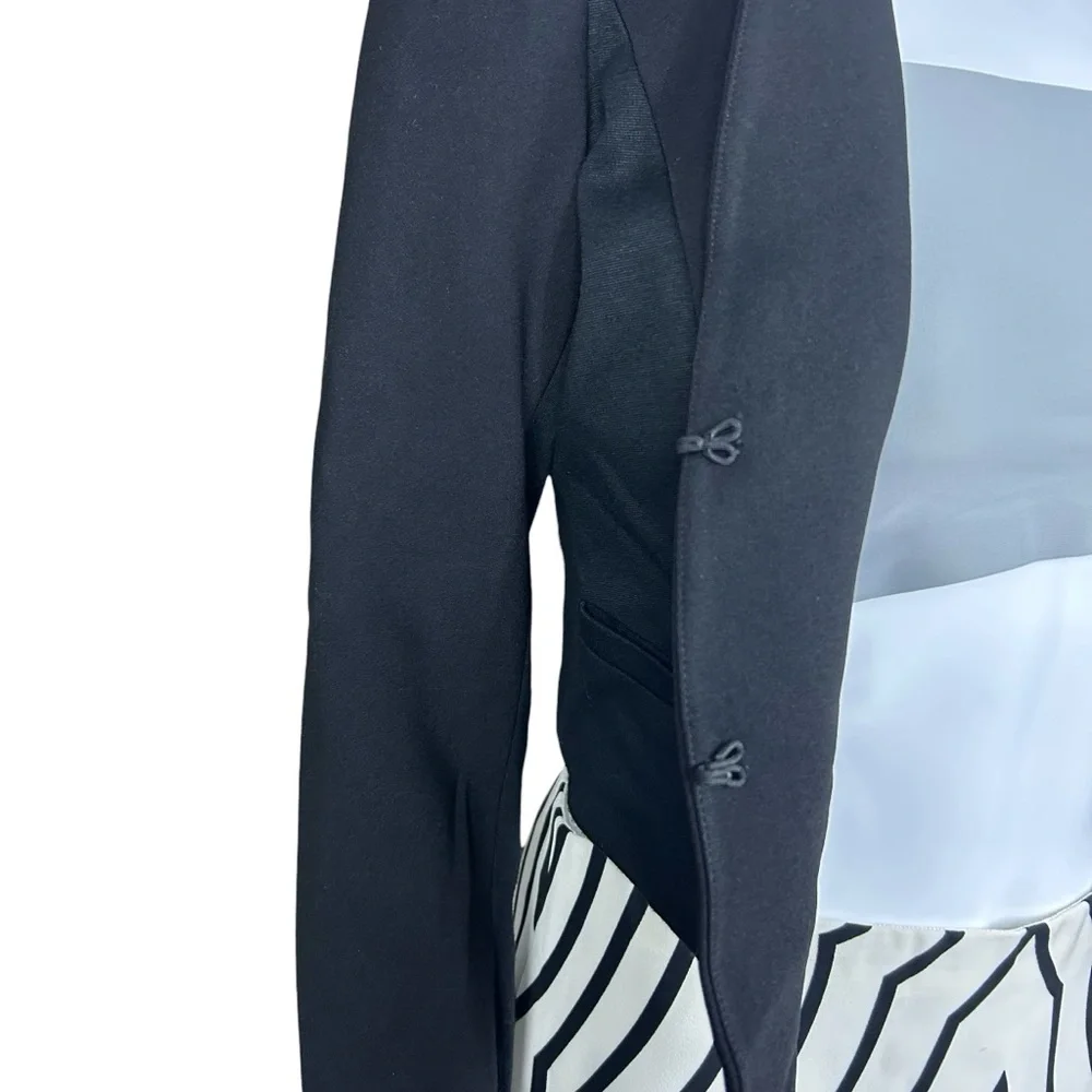 Alice + Olivia Black Cropped Blazer XS Modern Minimalist Art Deco Event Jacket - Picture 9 of 14